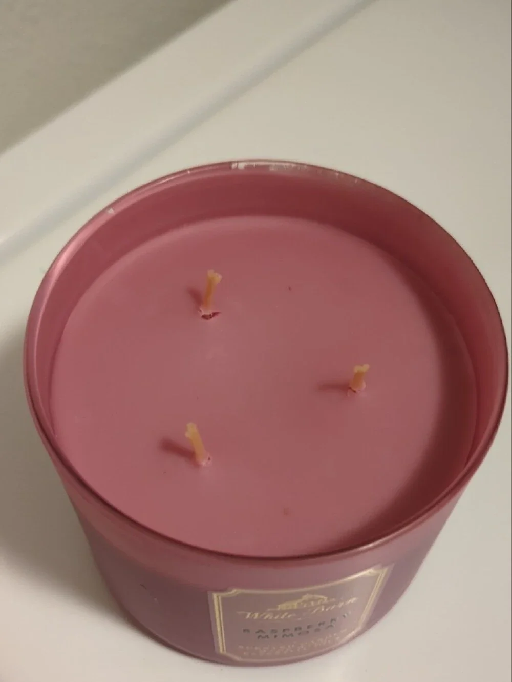 White Barn Raspberry Mimosa Candle - Mauve Pink Jar with Silver Lid